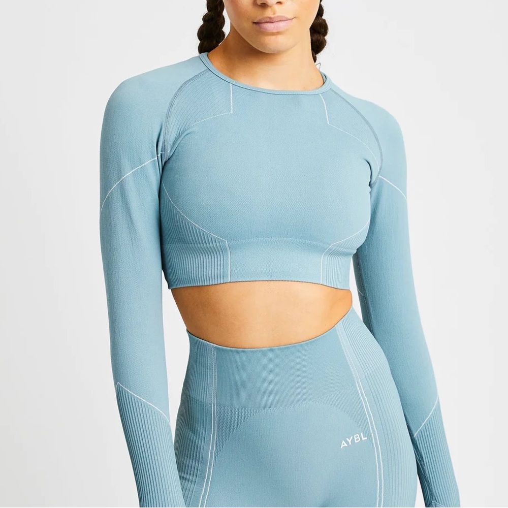 Reflex Seamless Long Sleeve Crop Top - teal